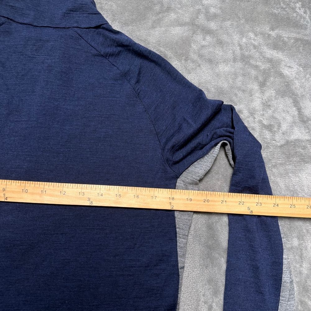 Kathmandu Merino195 1/4 Zip Pullover Mens Large Navy Blue Wool Base Layer Top - Picture 9 of 11